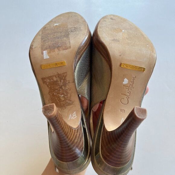 Cole Haan x Nike Air Slingback Pumps Open Peep-toes Size 9B Metallic Gold Sandal - Picture 6 of 8